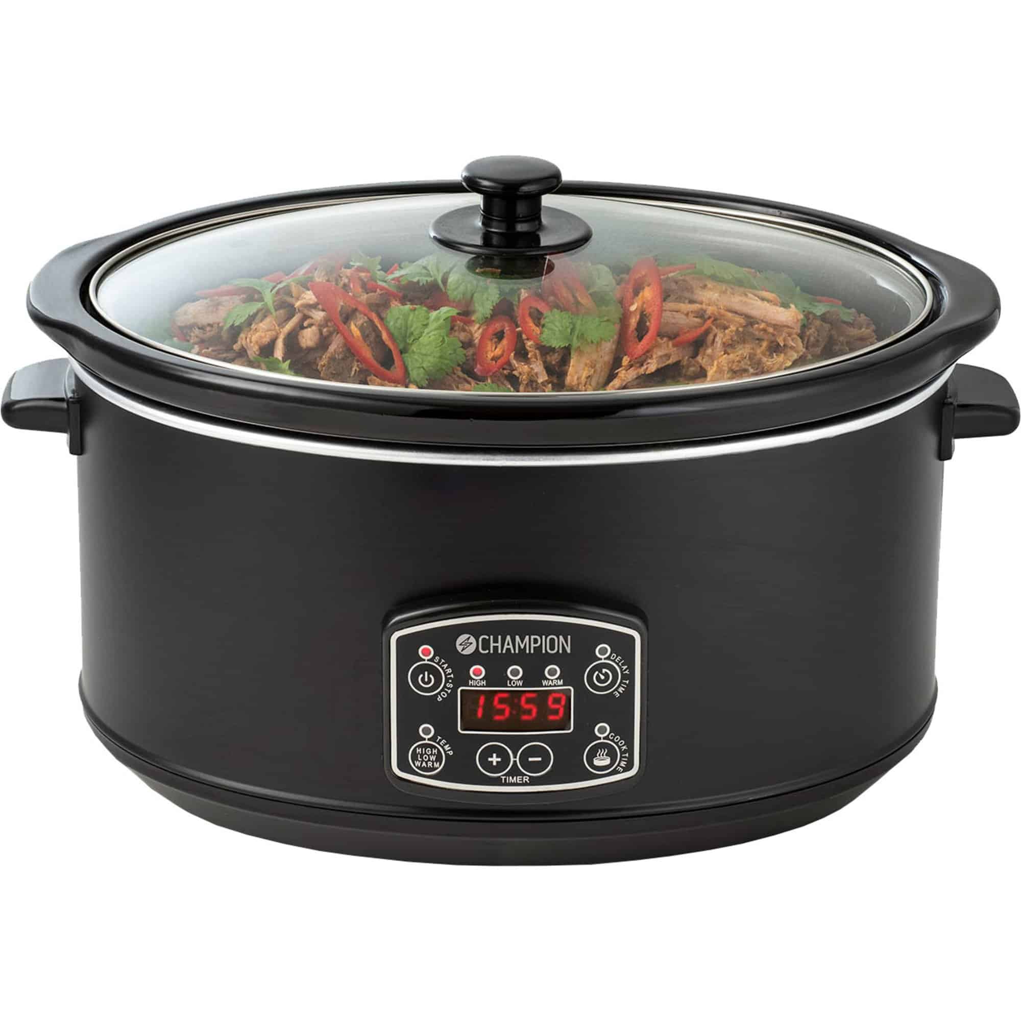 Champion Slowcooker, 6,5 liter Svart test