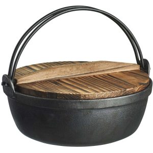 Satake Satake, Støpejernsgryte med ovnssikkert lokk og trelokk Ø 24 cm 2,7 l