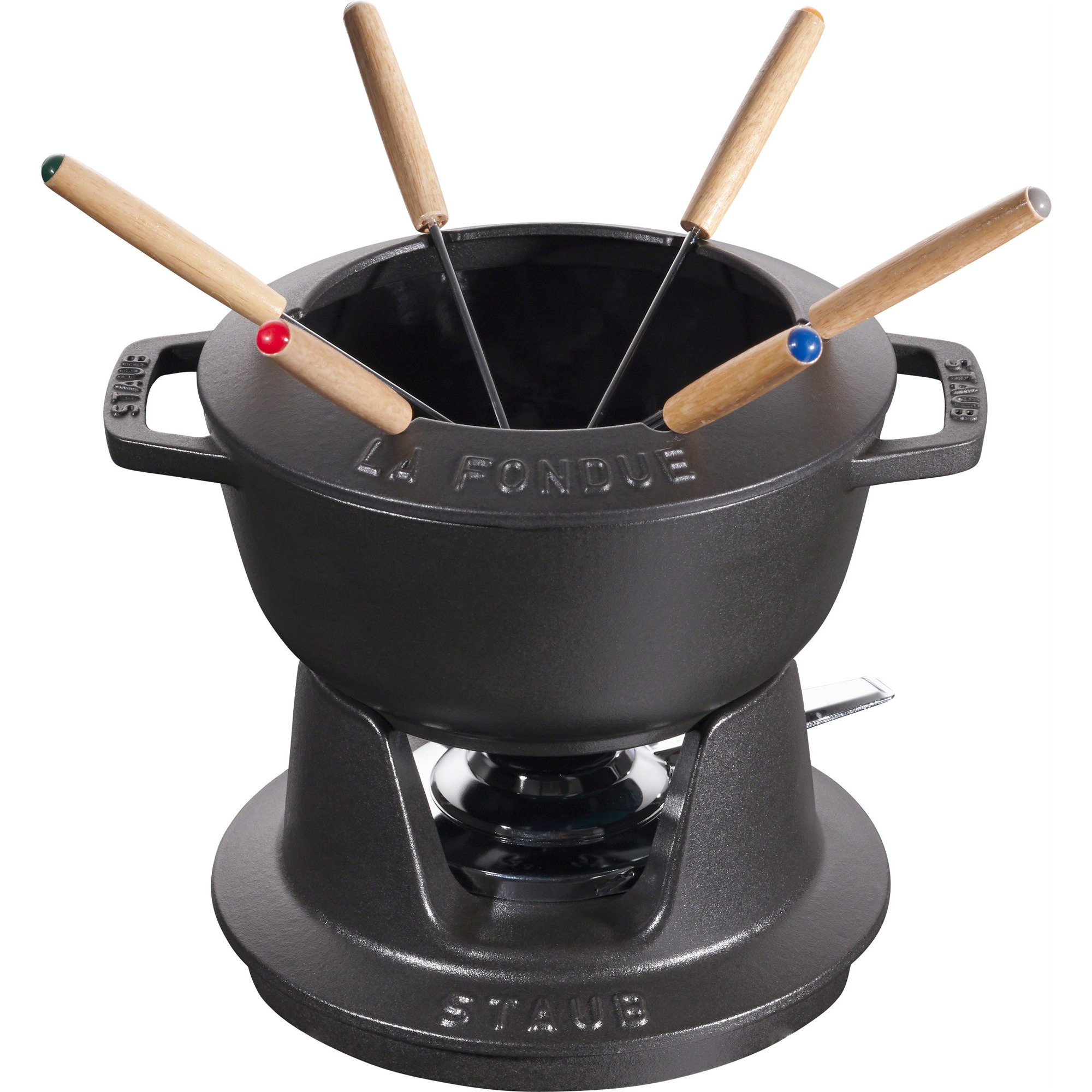 Staub Fondue Sett 18 cm Svart med Blank Innside - BEST I TEST 2025
