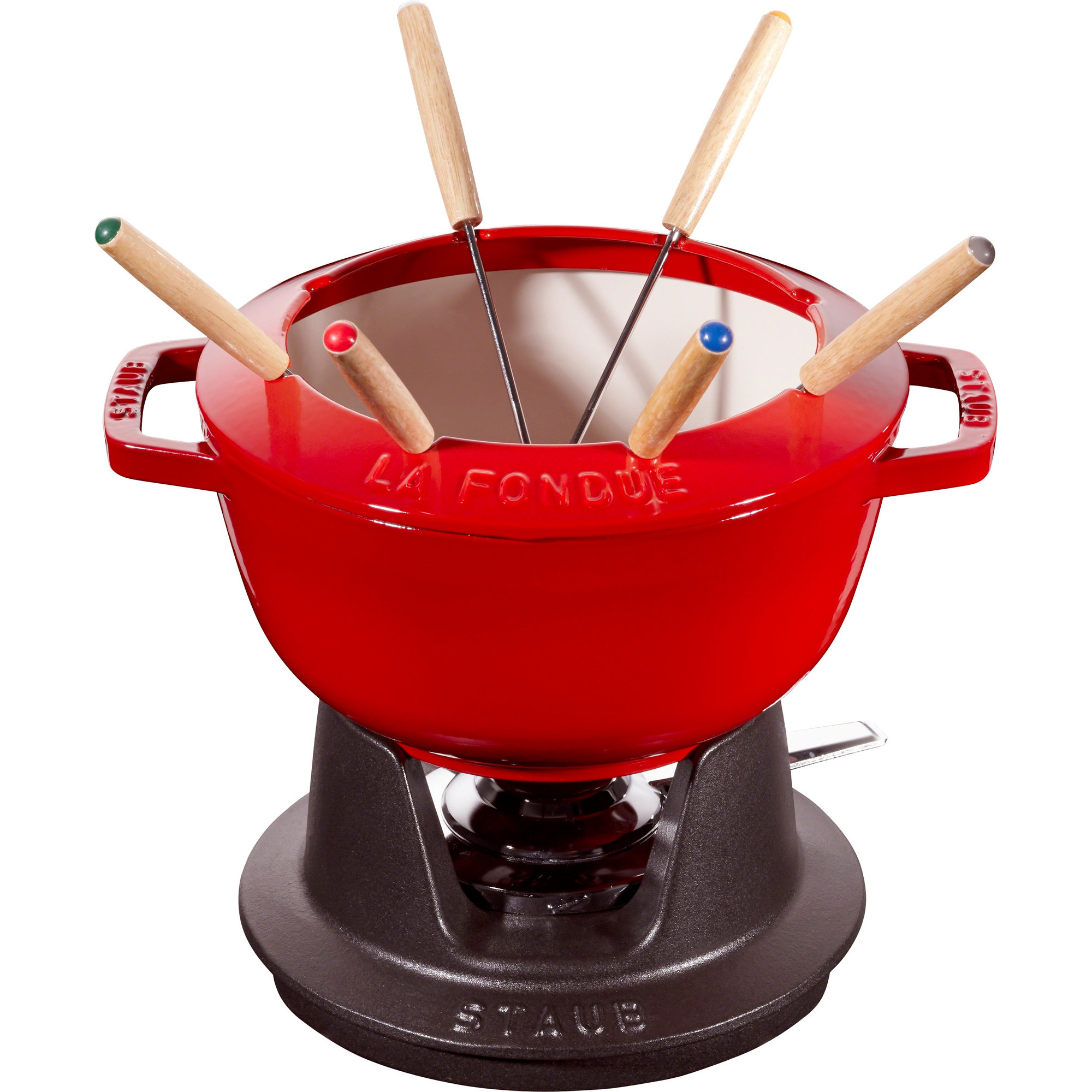Staub Fondue Sett 20 cm Rød med Creme Innside test
