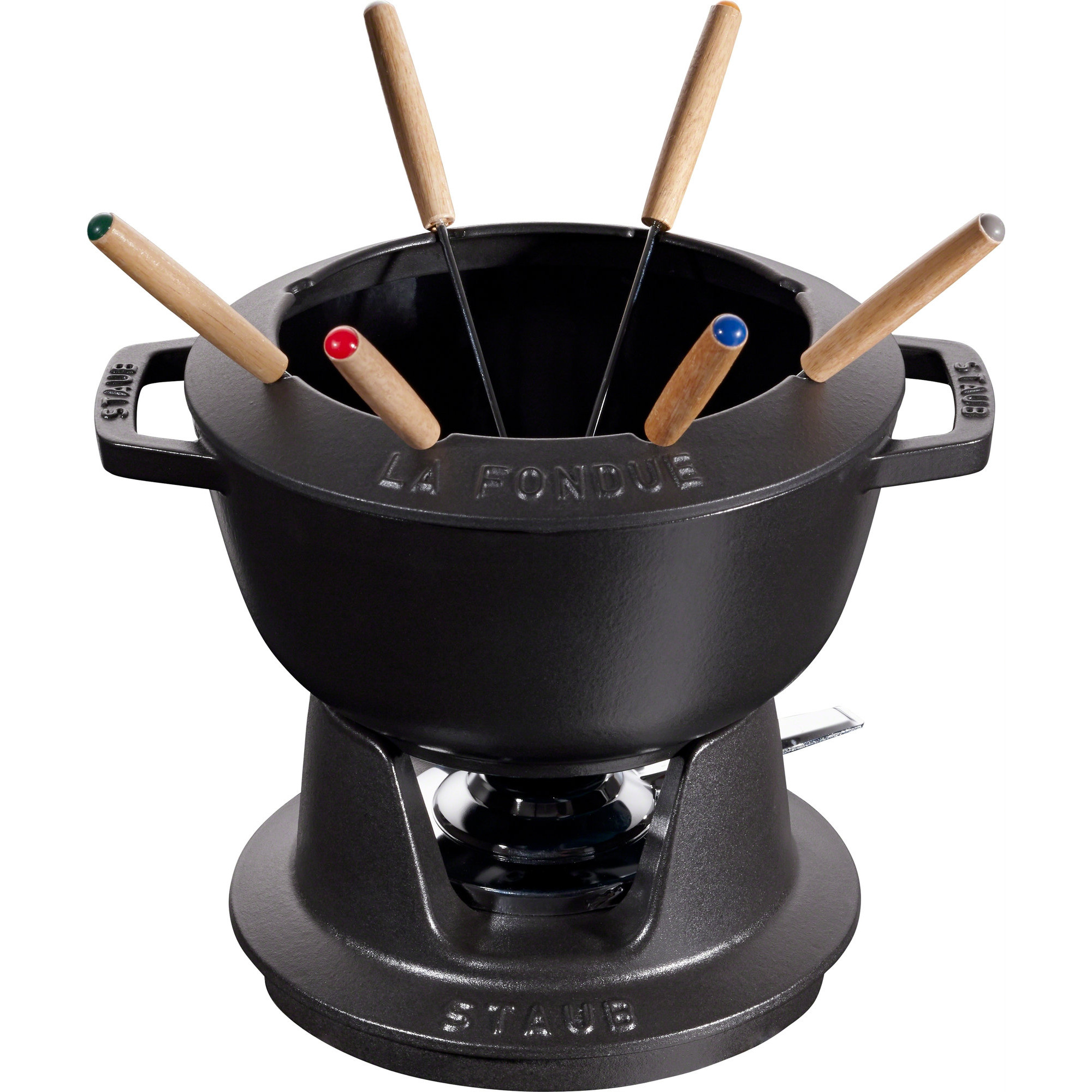 Staub Fondue Sett 20 cm Svart med Blank Innside test