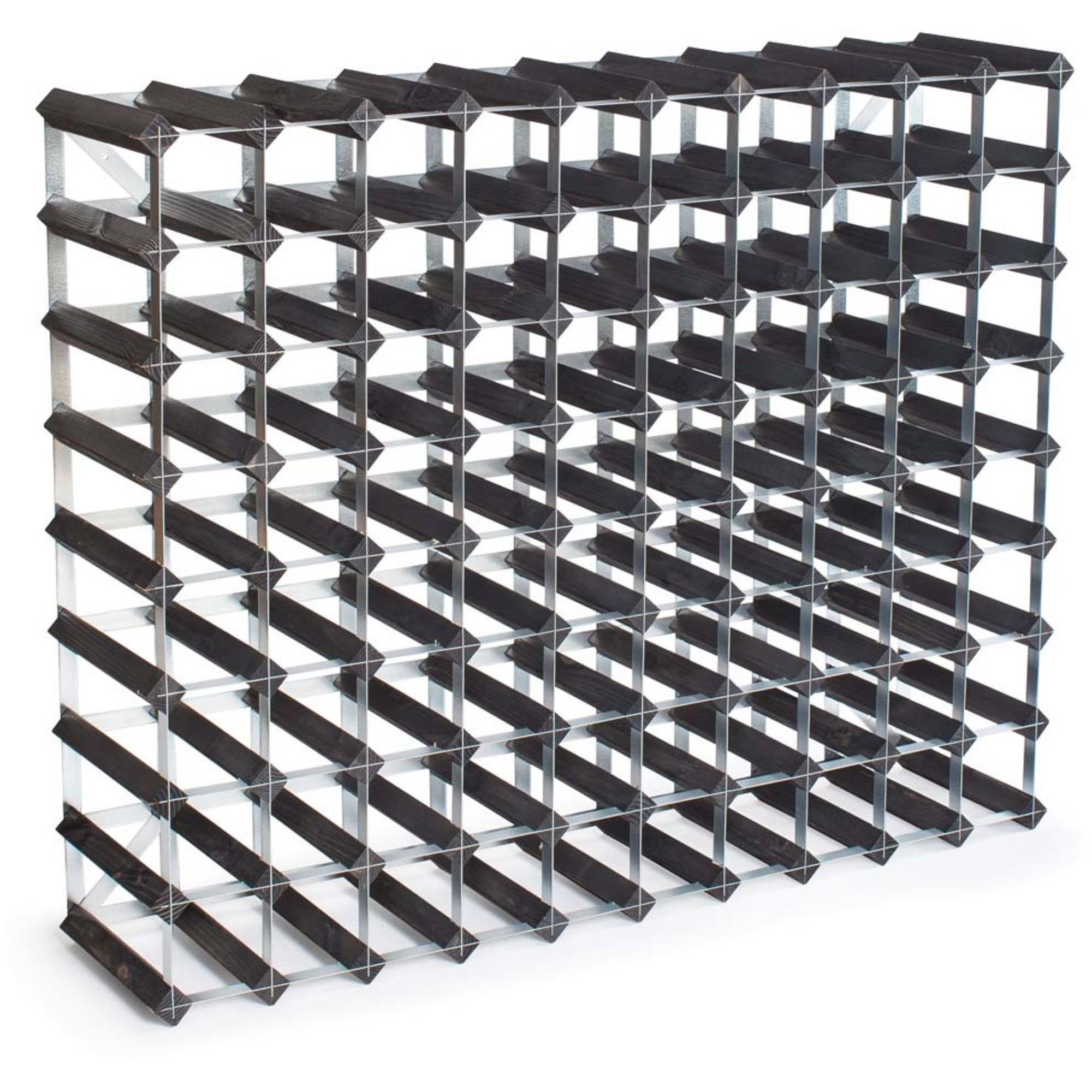 Traditional Wine Racks Vinstativ Påbyggingsbart 90 flasker Black Ash test