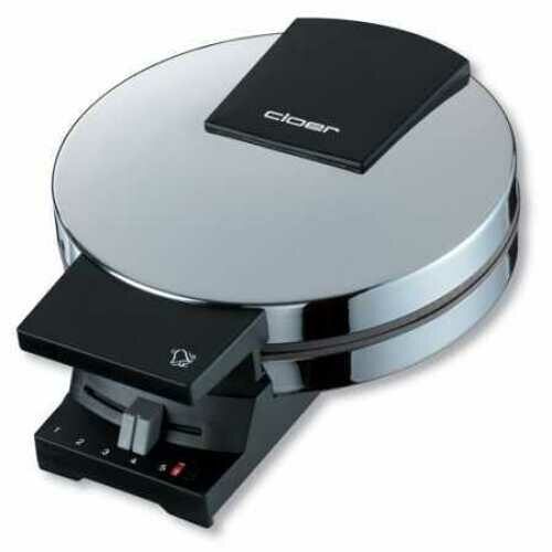 Cloer 0185 Ø 20 Cm Shiny Steel 930 Watt Vaffeljern – Stål Look