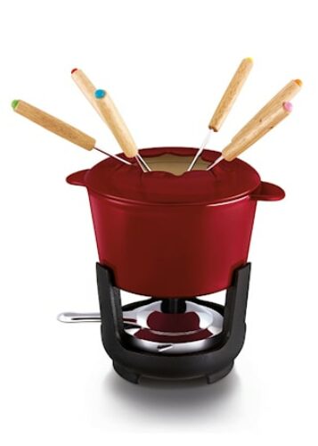 Fonduesett Støpejern Rød 1,1 L