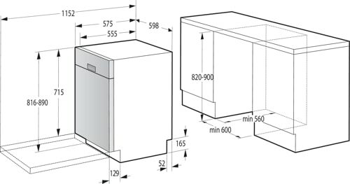 Gorenje Gu663c60w Innebygd oppvaskmaskin