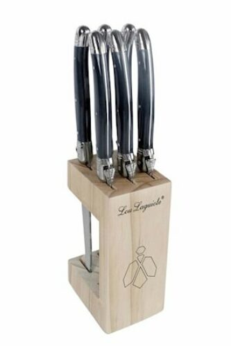 Grillkniver i treblokk 6-pakning, antrasitt