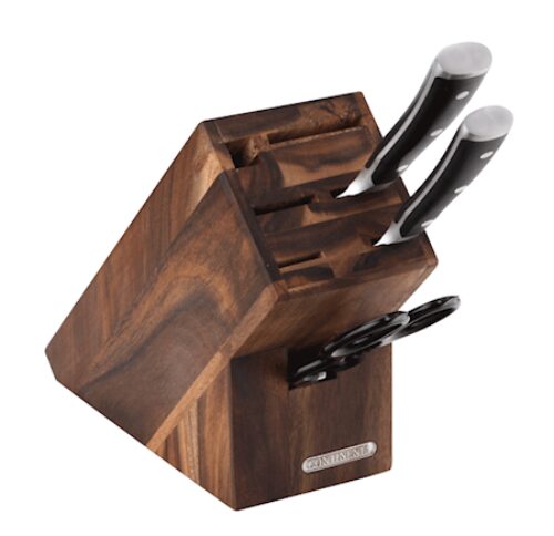 Knivblokk, Akacia, for 5 kniver, bryne og saks