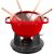 Staub Fondue Sett 18 cm Rød med Creme Innside