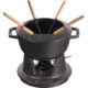Staub Fondue Sett 18 cm Svart med Blank Innside